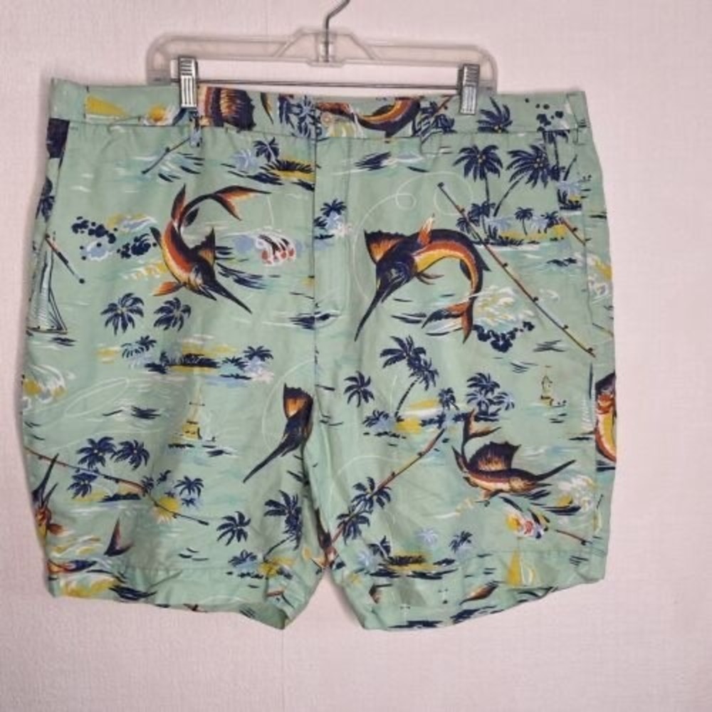 Polo Ralph Lauren Classic Fit Green/Blue Sailfish Chino Shorts Men 42 Indonesia